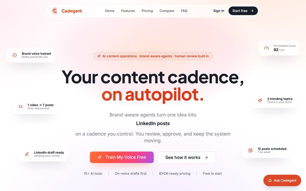 Cadegent — live product screenshot